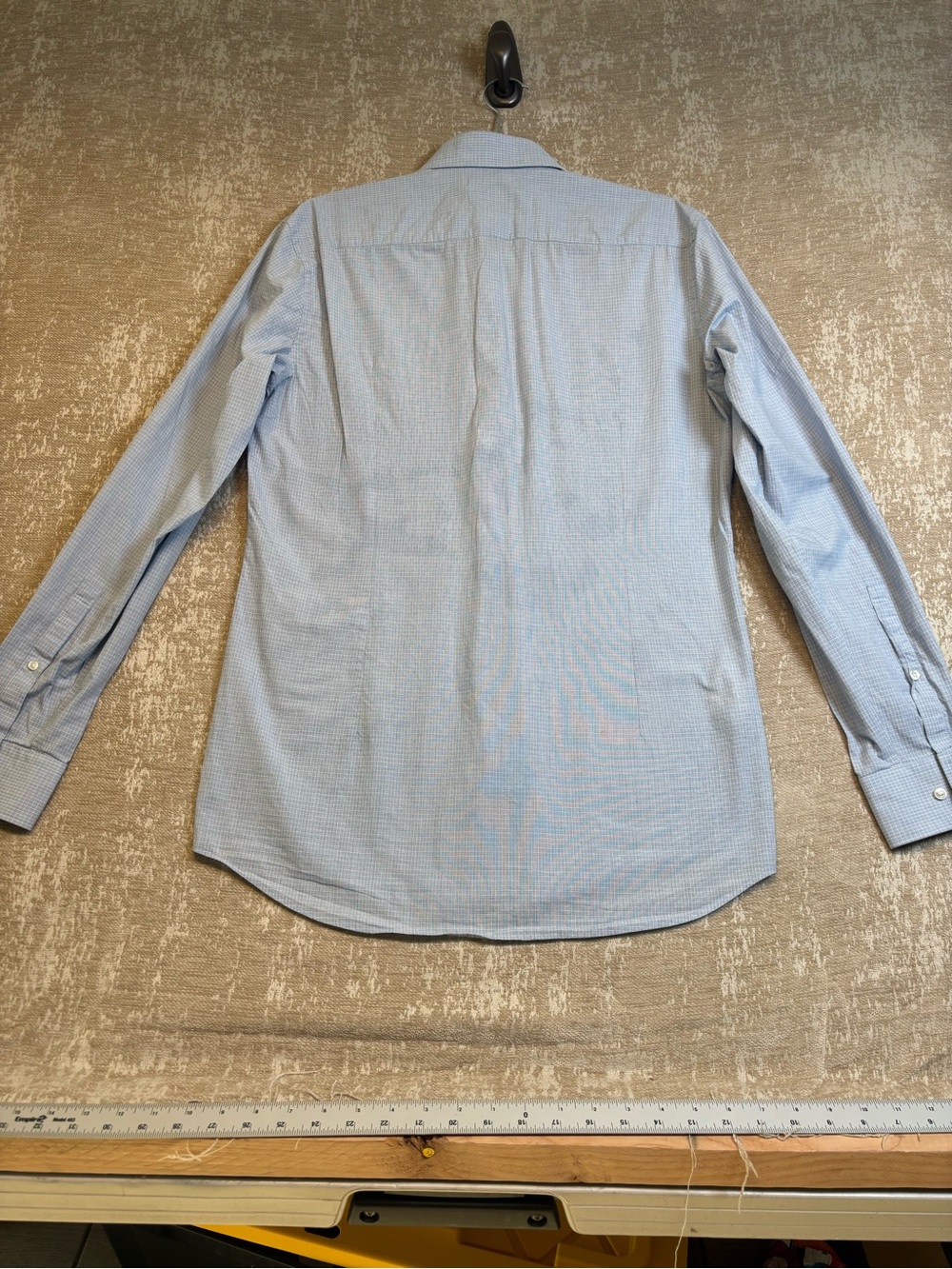 BOSS Hugo Boss Kason Slim Fit Dress Shirt Light Blue Micro Check Size 15.5 M EUC - Picture 8 of 8